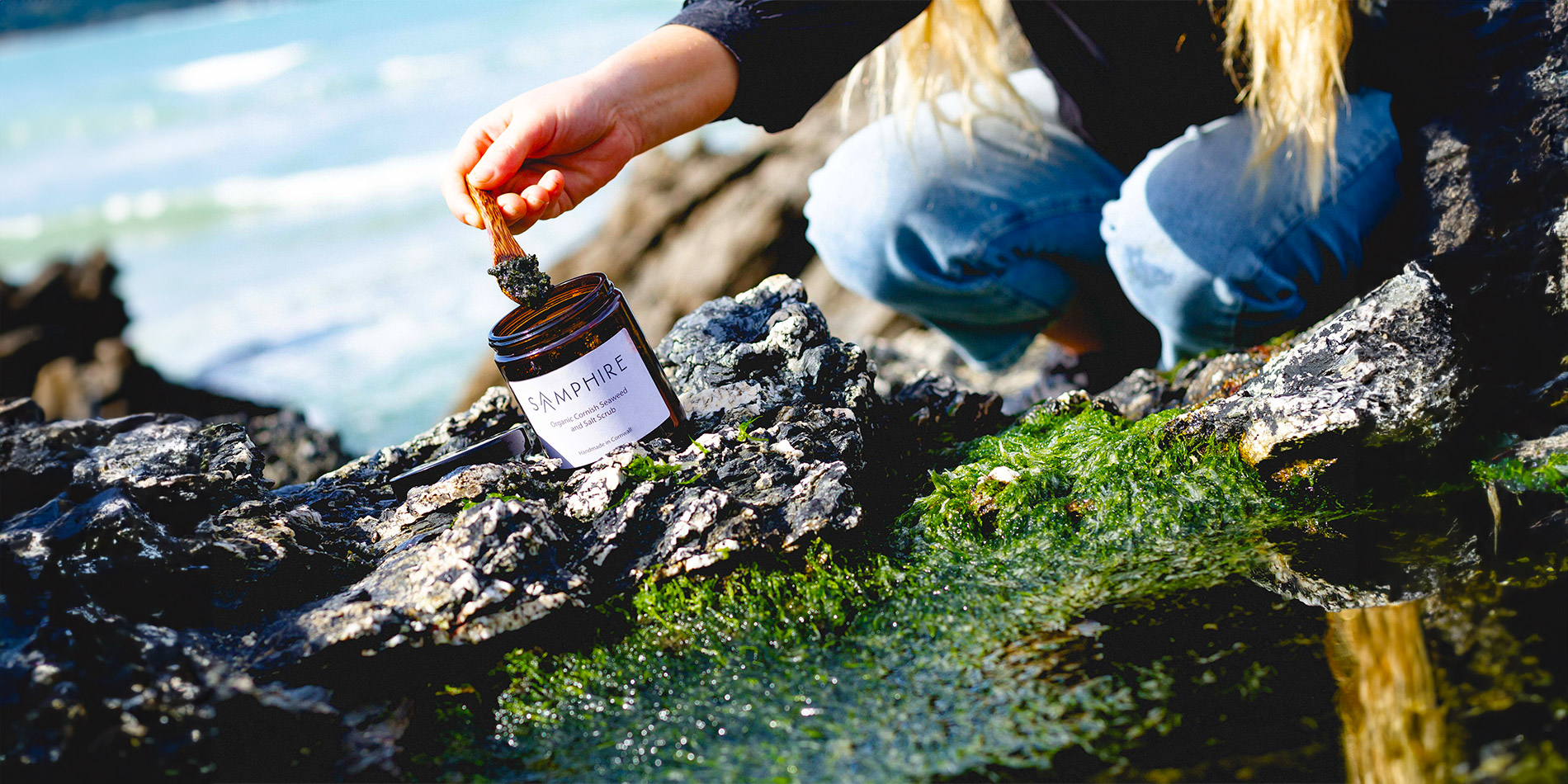 Samphire skincare photography on the Cornish coast